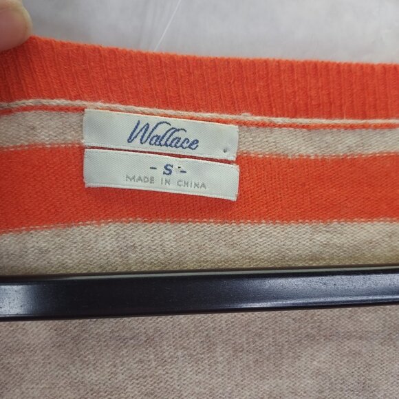 Wallace J Crew Sweater Women S Ex-Boyfriend Striped V-Neck Wool Cashmere Rabbit - Picture 7 of 12